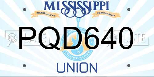 PQD640 Mississippi License Plate