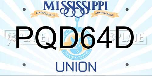PQD64D Mississippi License Plate