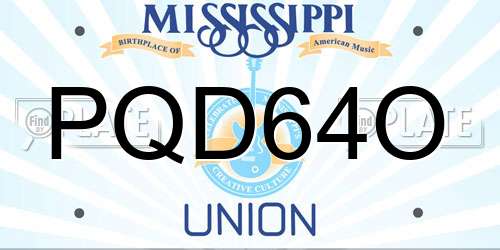PQD64O Mississippi License Plate