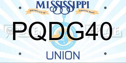 PQDG40 Mississippi License Plate