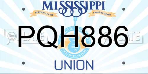 PQH886 Mississippi License Plate