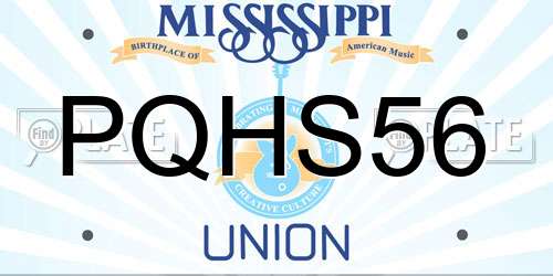PQHS56 Mississippi License Plate