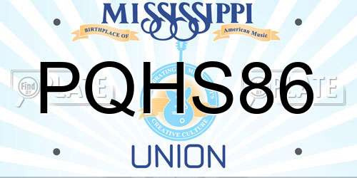 PQHS86 Mississippi License Plate