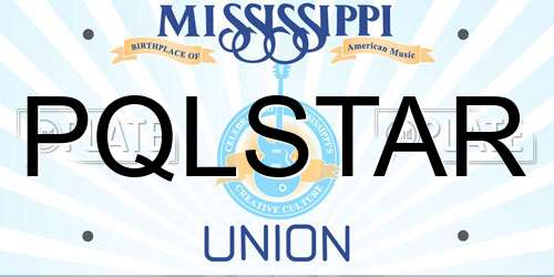 PQLSTAR Mississippi License Plate