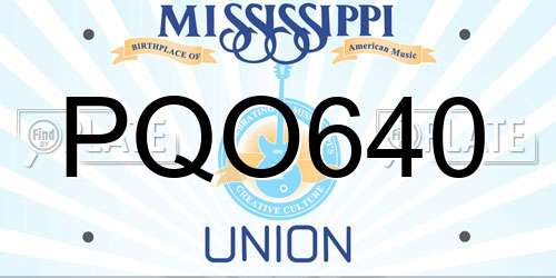 PQO640 Mississippi License Plate
