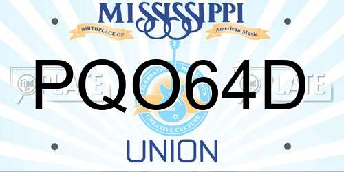 PQO64D Mississippi License Plate