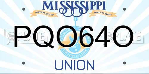 PQO64O Mississippi License Plate