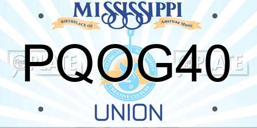 PQOG40 Mississippi License Plate