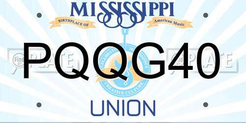 PQQG40 Mississippi License Plate