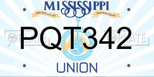 PQT342 Mississippi License Plate