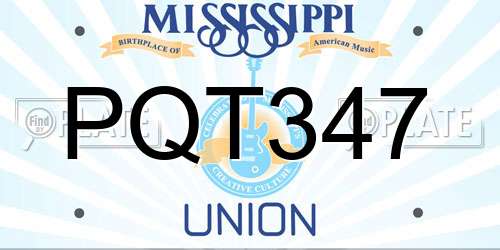 PQT347 Mississippi License Plate
