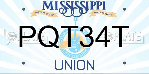 PQT34T Mississippi License Plate