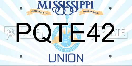 PQTE42 Mississippi License Plate