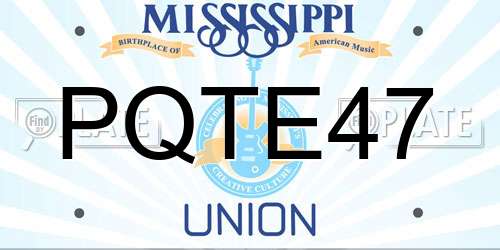 PQTE47 Mississippi License Plate