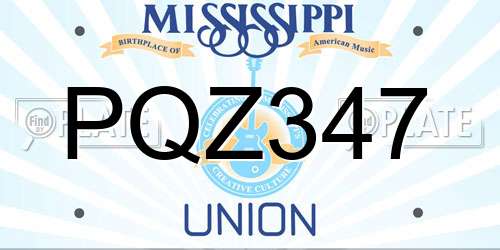 PQZ347 Mississippi License Plate