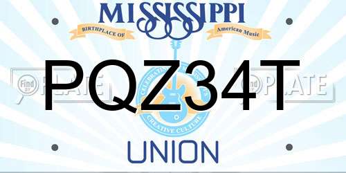 PQZ34T Mississippi License Plate