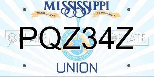 PQZ34Z Mississippi License Plate
