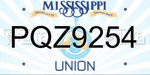 PQZ9254 Mississippi License Plate