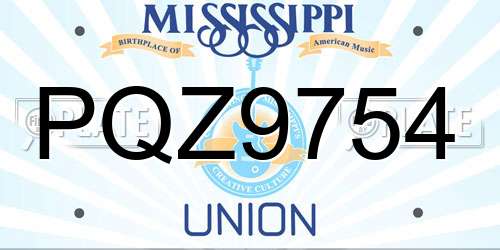 PQZ9754 Mississippi License Plate