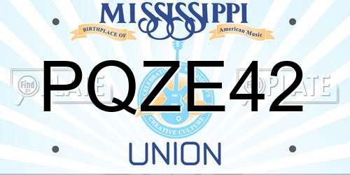 PQZE42 Mississippi License Plate