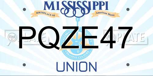 PQZE47 Mississippi License Plate