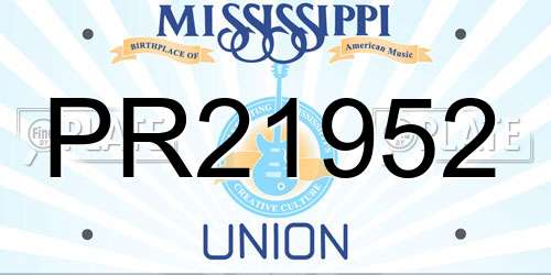 PR21952 Mississippi License Plate