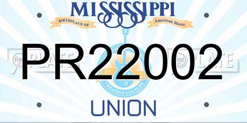 PR22002 Mississippi License Plate