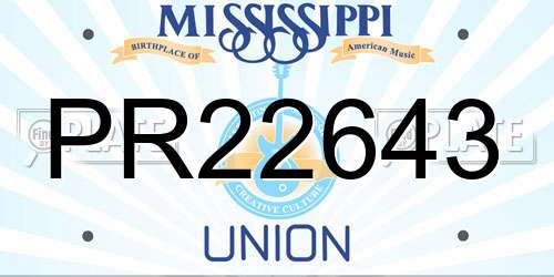 PR22643 Mississippi License Plate