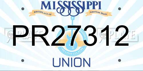 PR27312 Mississippi License Plate