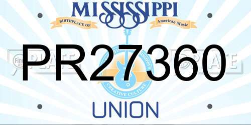 PR27360 Mississippi License Plate