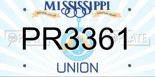 PR3361 Mississippi License Plate