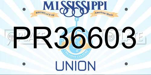PR36603 Mississippi License Plate