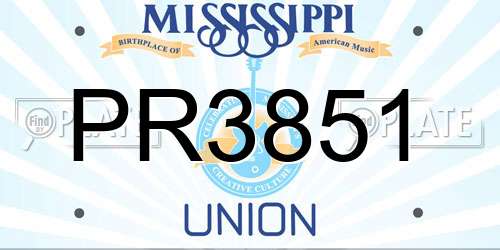PR3851 Mississippi License Plate