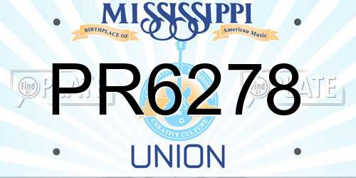 PR6278 Mississippi License Plate
