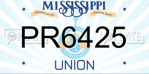 PR6425 Mississippi License Plate