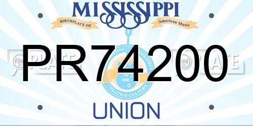 PR74200 Mississippi License Plate