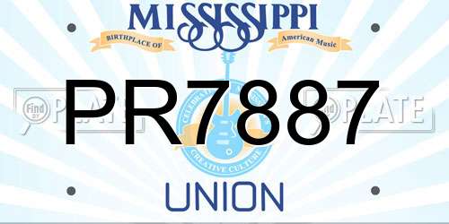 PR7887 Mississippi License Plate