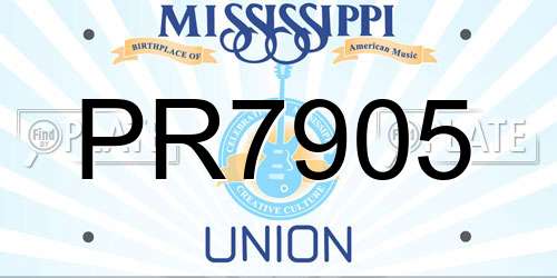 PR7905 Mississippi License Plate