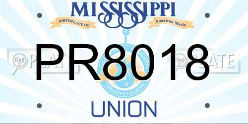 PR8018 Mississippi License Plate