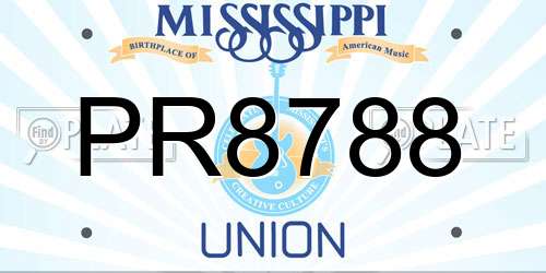 PR8788 Mississippi License Plate