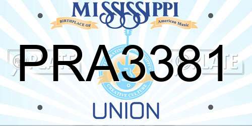 PRA3381 Mississippi License Plate