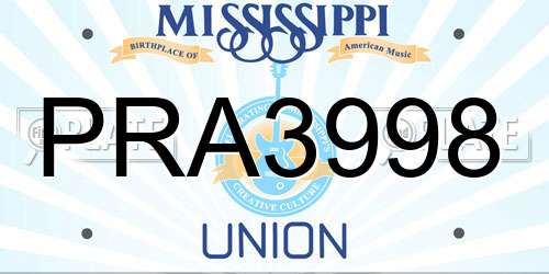 PRA3998 Mississippi License Plate