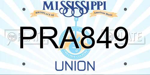 PRA849 Mississippi License Plate