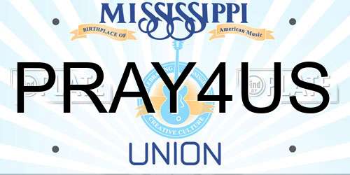 PRAY4US Mississippi License Plate