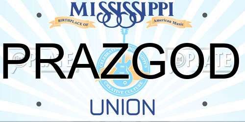 PRAZGOD Mississippi License Plate
