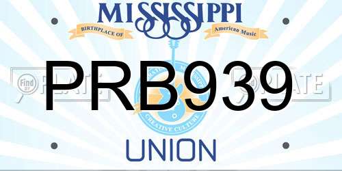 PRB939 Mississippi License Plate