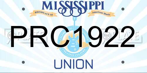PRC1922 Mississippi License Plate