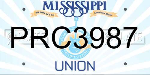 PRC3987 Mississippi License Plate