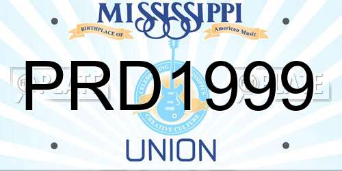 PRD1999 Mississippi License Plate