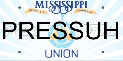 PRESSUH Mississippi License Plate
